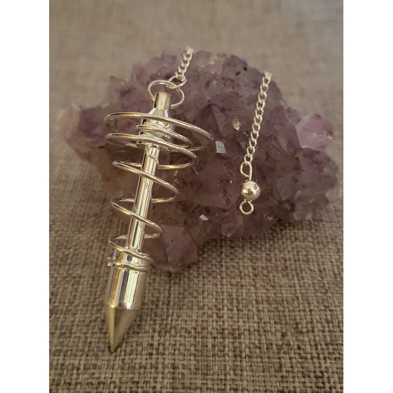 pendule spirale argenté grand modèle